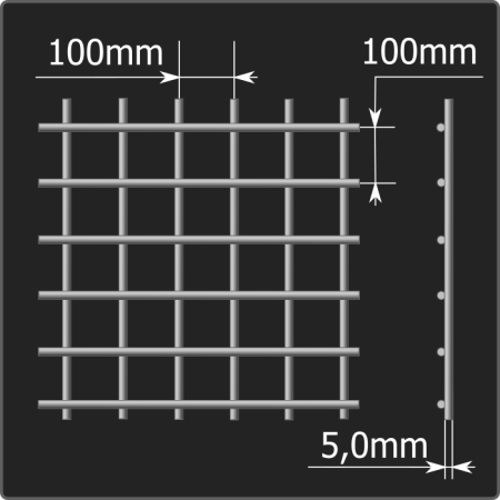 Сетка кладочная 100*100*5,0 (1,0*3,0) ТУ 25.93.13-001-03876796-2019