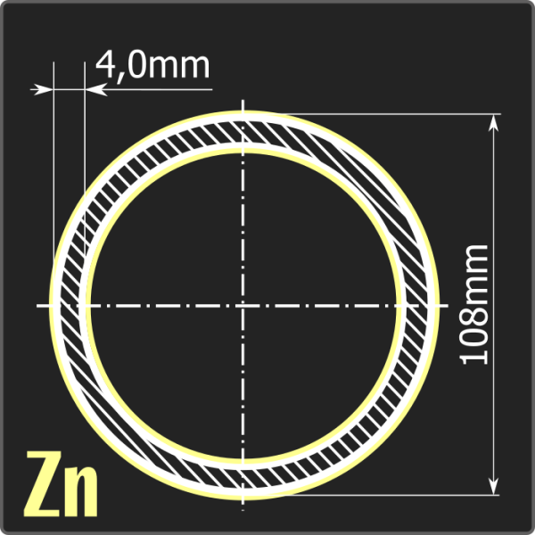 Труба электросварная оцинкованная 108*4,0 ст.2пс ГОСТ 10705-80 6м