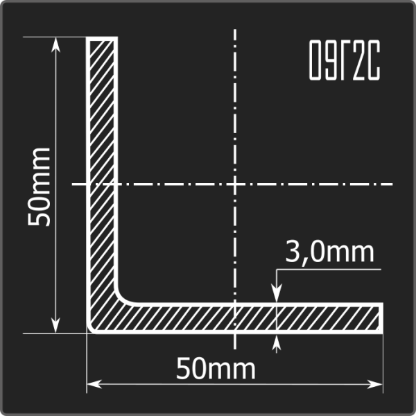 Угол холоднокатаный 50*50*3,0 09Г2С Феррум 12м ГОСТ 19281-2014