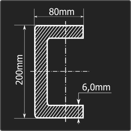 Швеллер холоднокатаный 200*80*6,0 ст.3пс Феррум 12м ГОСТ 8278-83