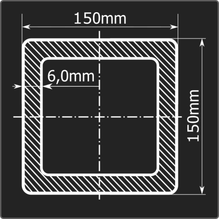 Труба проф. 150*150*6,0 ст.3сп 12м ГОСТ 30245-2003