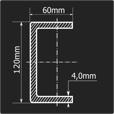 Швеллер холоднокатаный 120*60*4,0 ст.3пс Феррум 12м ГОСТ 8278-83