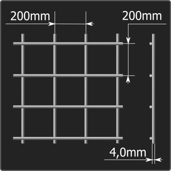 Сетка кладочная 200*200*4,0 (2,0*3,0) ТУ 25.93.13-001-03876796-2019
