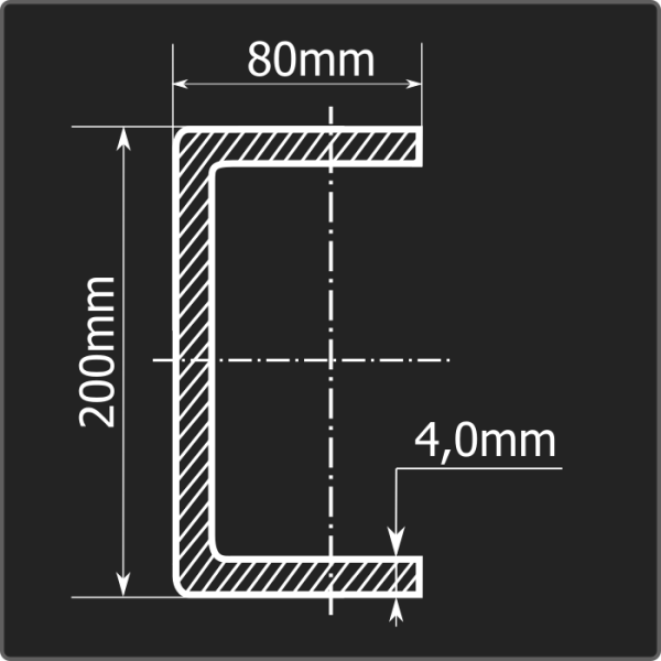 Швеллер холоднокатаный 200*80*4,0 ст.3пс Феррум 12м ГОСТ 8278-83 Швеллер холоднокатаный 200*80*4,0 ст.3пс Феррум 12м ГОСТ 8278-83