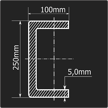 Швеллер холоднокатаный 250*100*5,0 ст.3пс Феррум 12м ГОСТ 8278-83