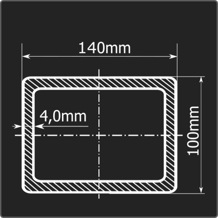 Труба проф. 140*100*4,0 ст.3сп Феррум 12м ГОСТ 30245-2003