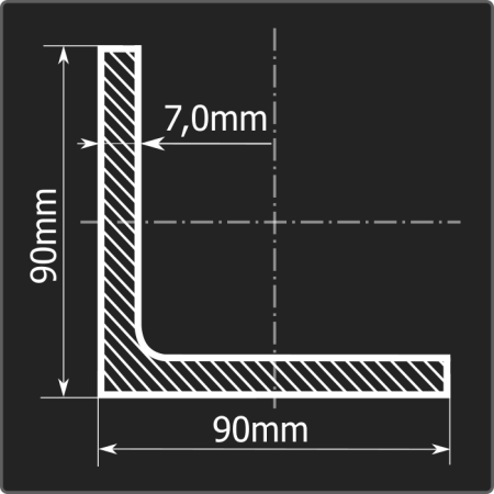 Угол 90*90*7,0 ст.3сп 12м ГОСТ 535-2005/ГОСТ 8509-93