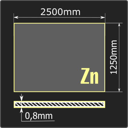 Лист оцинкованный 0,8*1250*2500 ст.08пс Феррум ГОСТ 14918-2020