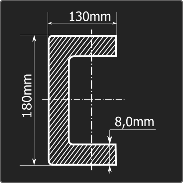 Швеллер холоднокатаный 180*130*8,0 ст.3пс Феррум 12м ГОСТ 8278-83
