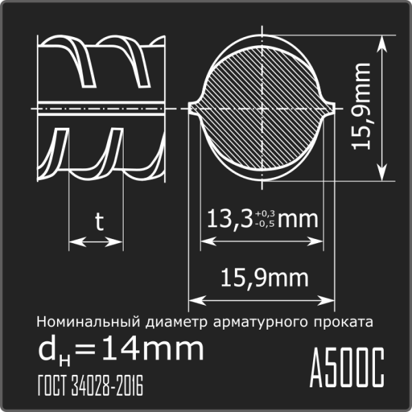 Арматура 14,0 А500С ГОСТ 34028-2016 11,7м