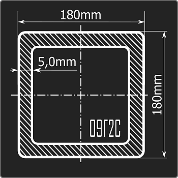 Труба проф. 180*180*5,0 09Г2С Феррум 12м ГОСТ 13663-86
