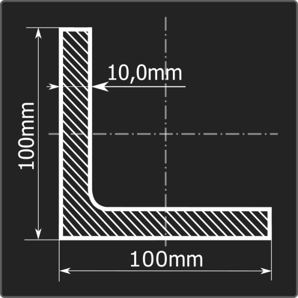 Угол 100*100*10 ст.3сп 12м ГОСТ 535-2005/ГОСТ 8509-93