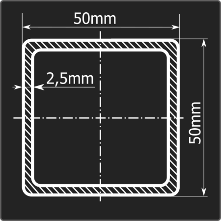 Труба проф. 50*50*2,5 ст.3сп Феррум 6м ТУ
