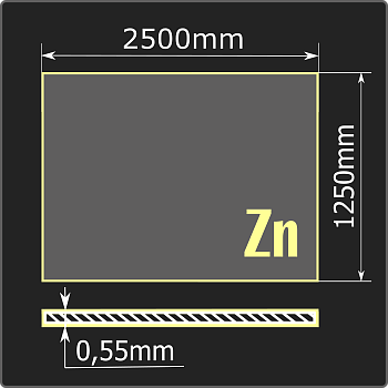 Лист оцинкованный 0,55*1250*2500 ст.08пс ММК ГОСТ 14918-2020