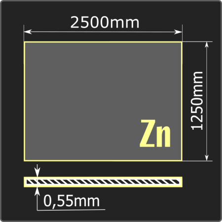 Лист оцинкованный 0,55*1250*2500 ст.08пс ММК ГОСТ 14918-2020