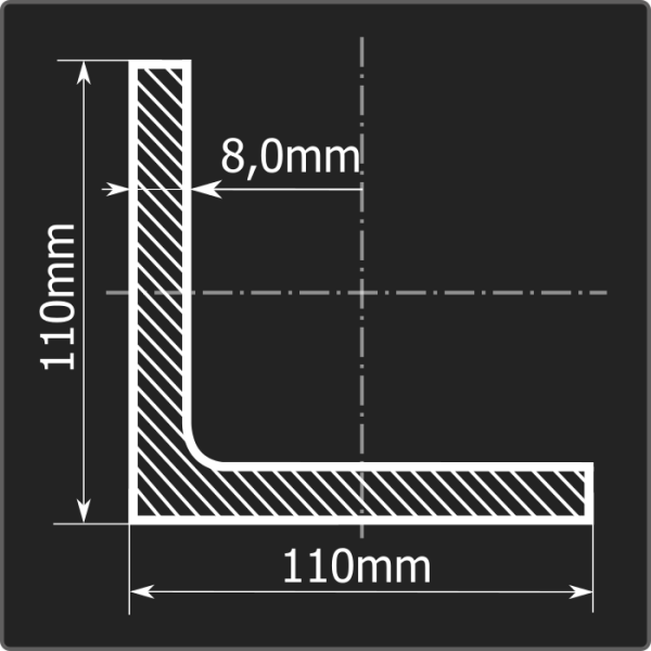 Угол 110*110*8,0 ст.3пс 12м ГОСТ 535-2005/ГОСТ 8509-93