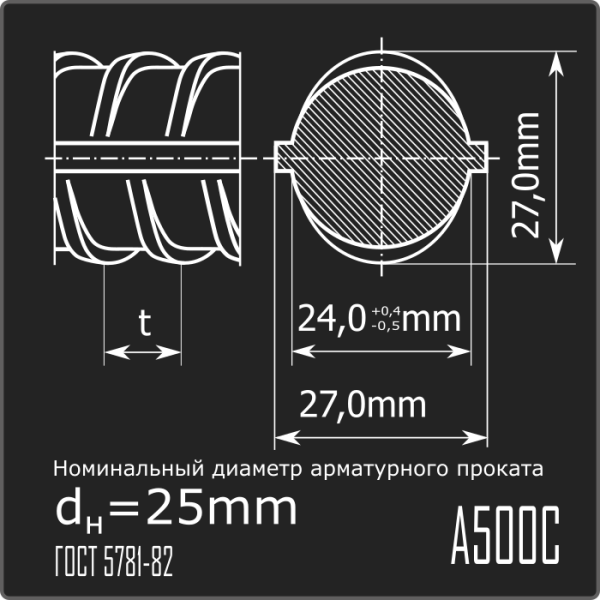 Арматура 25,0 А500С ГОСТ 5781-82 11,7м