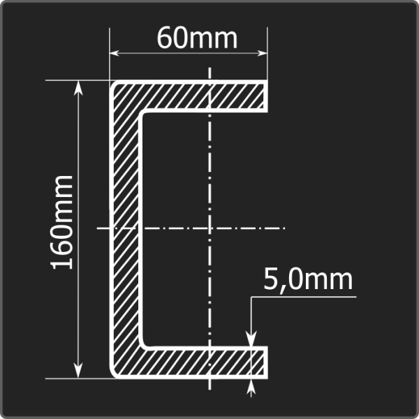Швеллер холоднокатаный 160*60*5,0 ст.3пс Феррум 12м ГОСТ 8278-83 Швеллер холоднокатаный 160*60*5,0 ст.3пс Феррум 12м ГОСТ 8278-83