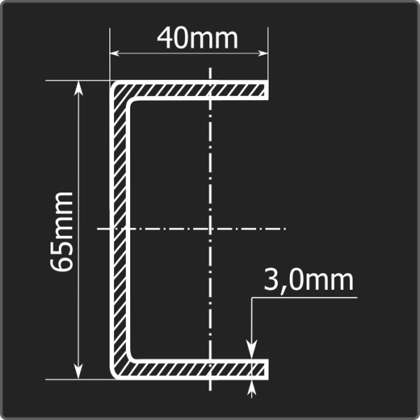 Швеллер холоднокатаный 65*40*3,0 ст.3пс Феррум 12м ГОСТ 8278-83 Швеллер холоднокатаный 65*40*3,0 ст.3пс Феррум 12м ГОСТ 8278-83