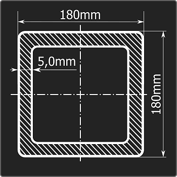 Труба проф. 180*180*5,0 ст.3сп 12м ГОСТ 30245-2003