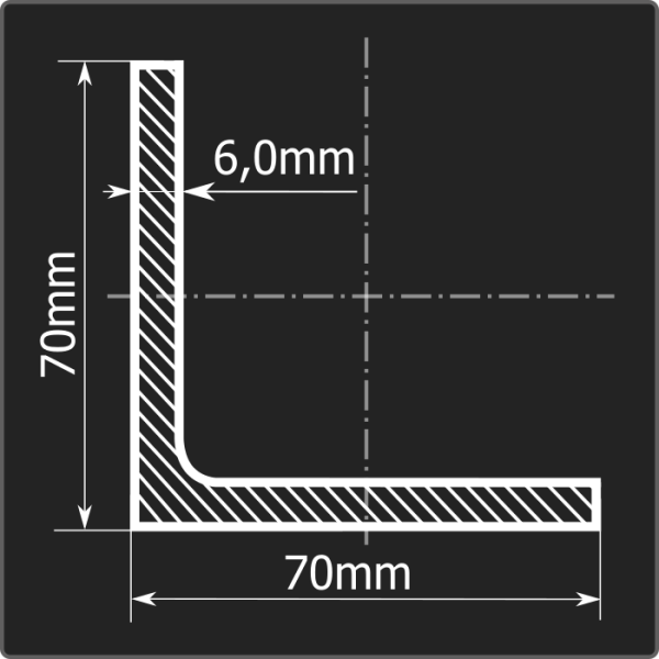 Угол 70*70*6,0 ст.3сп 12м ГОСТ 535-2005/ГОСТ 8509-93