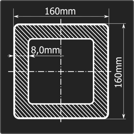 Труба проф. 160*160*8,0 ст.3сп 12м ГОСТ 30245-2003