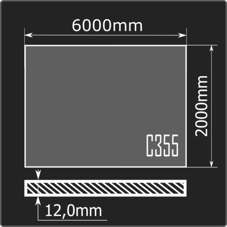 Лист горячекатаный 12*1500*6000 С355 ГОСТ 27772-2021