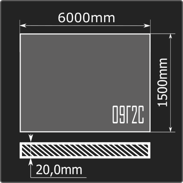 Лист горячекатаный 20*1500*6000 09Г2С ММК ГОСТ 19281-2014