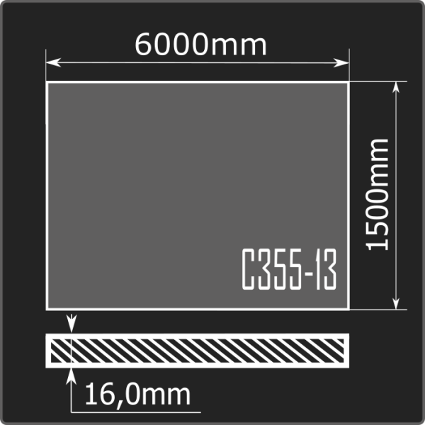 Лист горячекатаный 16*1500*6000 С355-13 ГОСТ 27772-2021