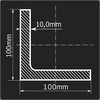 Угол 100*100*10 ст.3сп 12м ГОСТ 535-2005/ГОСТ 8509-93