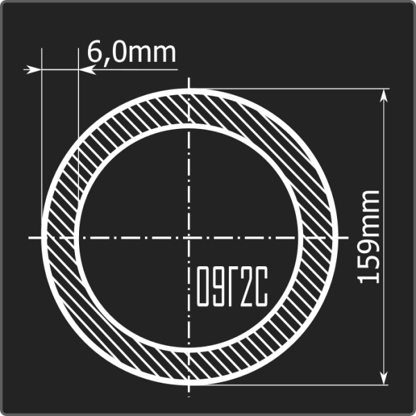 Труба электросварная 159*6,0 09Г2С Феррум 6м ГОСТ 10705-80