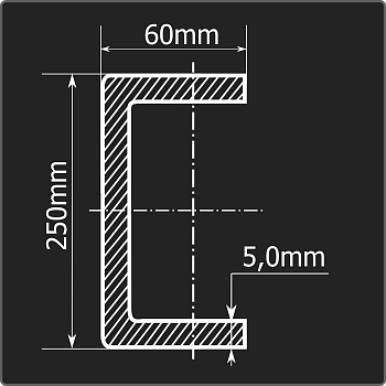 Швеллер холоднокатаный 250*60*5,0 ст.3пс Феррум 12м ГОСТ 8278-83