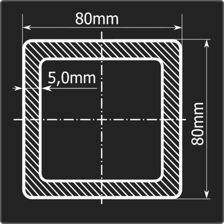 Труба проф. 80*80*5,0 ст.3сп Феррум 6м ГОСТ 13663-86