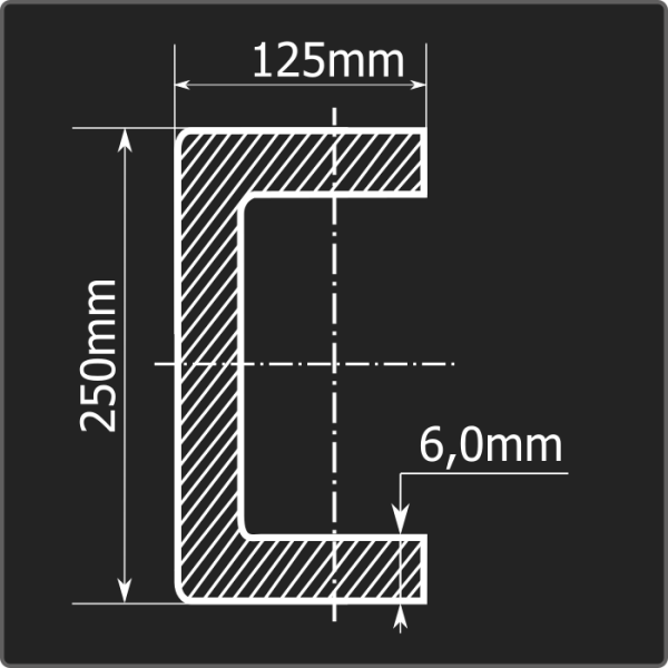 Швеллер холоднокатаный 250*125*6,0 ст.3пс Феррум 12м ГОСТ 8278-83 Швеллер холоднокатаный 250*125*6,0 ст.3пс Феррум 12м ГОСТ 8278-83